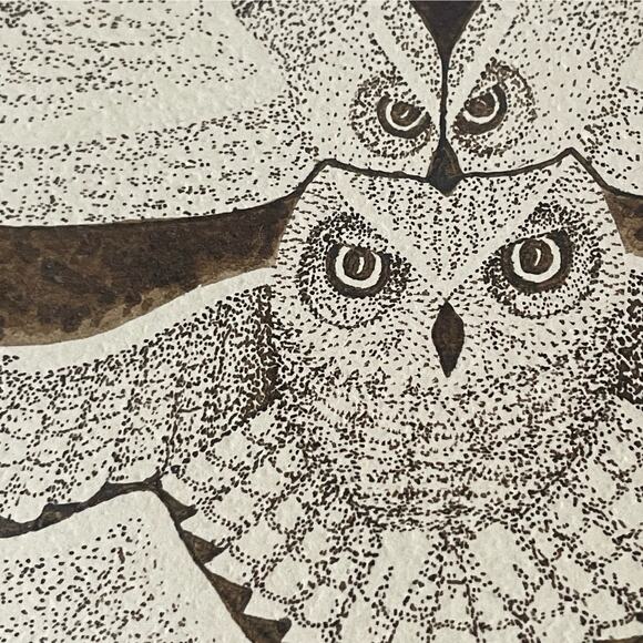 Vintage Original Pen and Ink Drawing Owls EB Rothwell - Picture 7 of 10